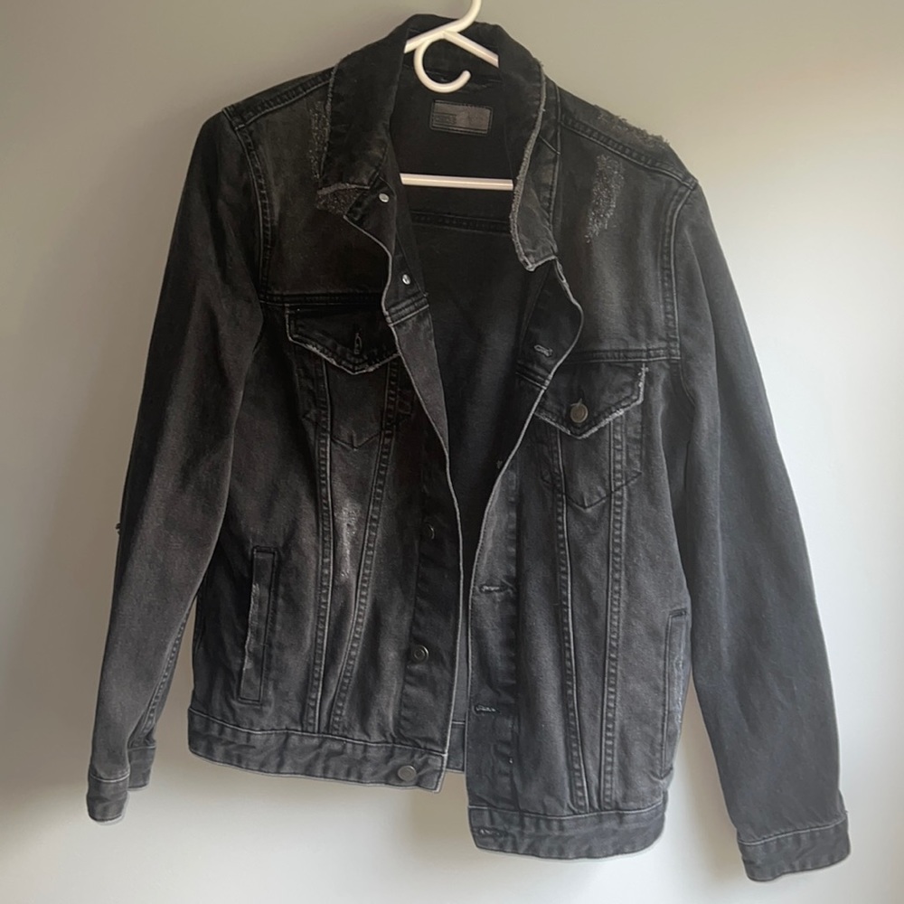 Men’s ASOS Black Distressed Skinny Denim Jacket